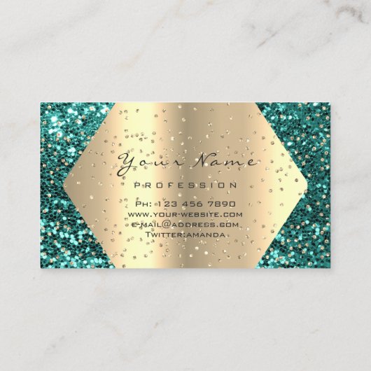 Gold Glitter Makeup Artist Lash Brow Ocean Roos Visitekaartje (Achterkant)