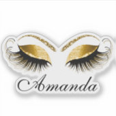 Gold Glitter Makeup Artist Lashes Extension Name Sticker (Voorkant)