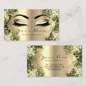 Gold Glitter Makeup Artist Lashes Floral Black Visitekaartje (Voorkant / Achterkant)