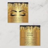 Gold Glitter Makeup Artist Lashes Logo Vierkante Visitekaartje (Voorkant / Achterkant)