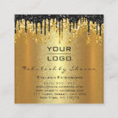Gold Glitter Makeup Artist Lashes Logo Vierkante Visitekaartje (Achterkant)
