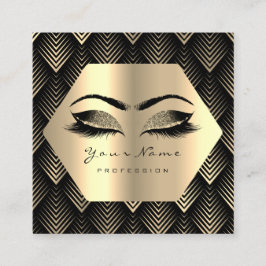 Gold Glitter Makeup Lashes Black Gold Sepia Eyes Vierkante Visitekaartje