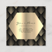 Gold Glitter Makeup Lashes Black Gold Sepia Eyes Vierkante Visitekaartje (Achterkant)