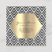 Gold Glitter Makeup Lashes Black White Chevron Vierkante Visitekaartje (Achterkant)