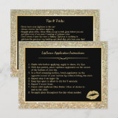 Gold Glitter Makeup Lips Instruction Tips Briefkaart (Voorkant / Achterkant)