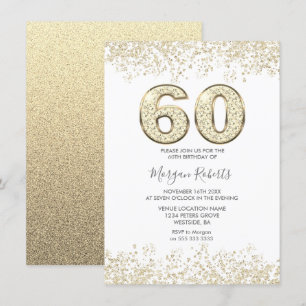 Gold Glitter Mannen of Womans 60e verjaardag Kaart