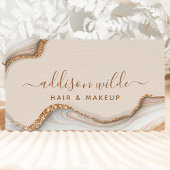 Gold Glitter Marble Agate Modern Chic QR Code Visitekaartje