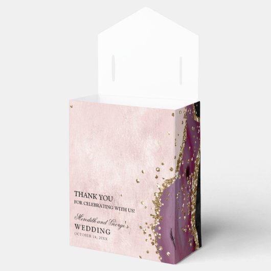 Gold Glitter Marble Agate Wedding Bedankdoosjes (Geopend)