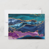 Gold Glitter Marble Agate Wedding RSVP Kaartje (Achterkant)