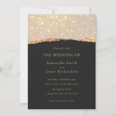 Gold Glitter Marble Black Wedding  Kaart (Voorkant)