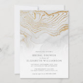 Gold Glitter Marble Bruids Douche Uitnodiging (Voorkant)