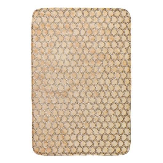 Gold Glitter Marble Mermaid Scaling Pattern Badmat (Voorkant Verticaal)