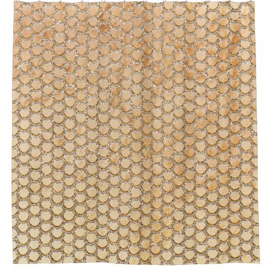 Gold Glitter Marble Mermaid Scaling Pattern Douchegordijn (Voorkant)