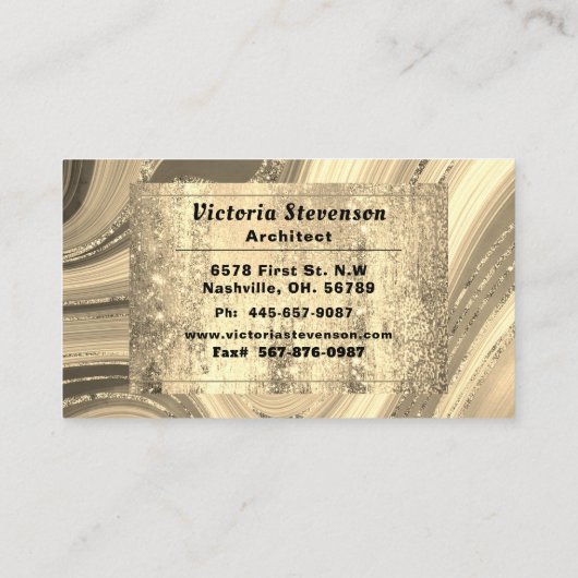 Gold Glitter Marble Monogram Elegant Abstract Visitekaartje (Achterkant)