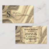 Gold Glitter Marble Monogram Elegant Abstract Visitekaartje (Voorkant / Achterkant)