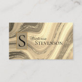 Gold Glitter Marble Monogram Elegant Abstract Visitekaartje (Voorkant)