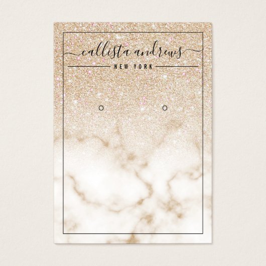 Gold Glitter Marble Ombre Earring Display Card Visitekaartje (Voorkant)