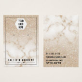 Gold Glitter Marble Ombre-Logo, oorscherm Visitekaartje (Voorkant /achterkant)