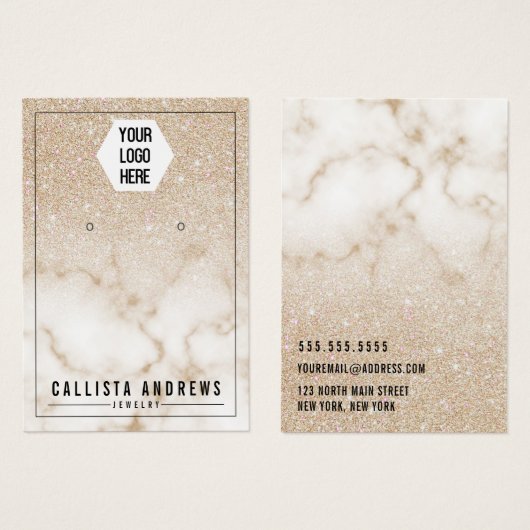 Gold Glitter Marble Ombre-Logo, oorscherm Visitekaartje (Voorkant /achterkant)