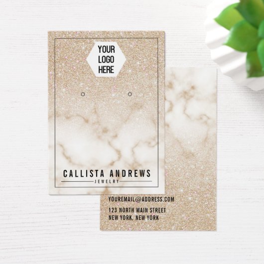 Gold Glitter Marble Ombre-Logo, oorscherm Visitekaartje (Bureau)