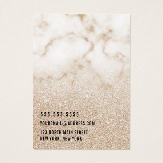 Gold Glitter Marble Ombre-Logo, oorscherm Visitekaartje (Achterkant)