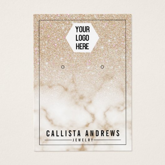 Gold Glitter Marble Ombre-Logo, oorscherm Visitekaartje (Voorkant)