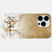 Gold Glitter Marble Ombre Monogram Case-Mate iPhone Case (Achterkant (horizontaal))