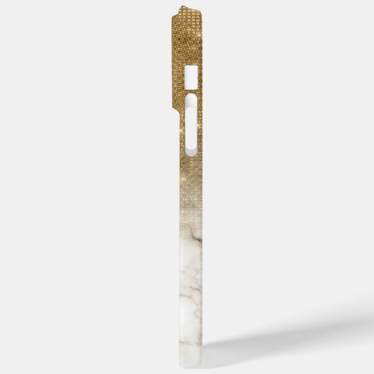 Gold Glitter Marble Ombre Monogram Case-Mate iPhone Case (Achterkant / Links)