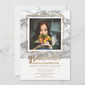 Gold Glitter Marble Script Photo Graduparty Kaart (Voorkant)