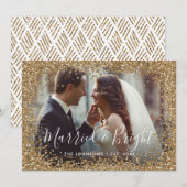 Gold Glitter Married en Bright Photo Lijst Feestdagenkaart (Voorkant / Achterkant)