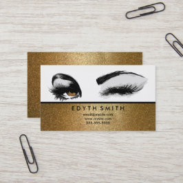 Gold Glitter Mascara of Eyelashes Visitekaartje