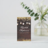 Gold Glitter Mason Jar Lights Rustisch Land Wood Visitekaartje (Staand voorkant)