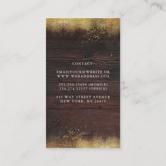 Gold Glitter Mason Jar Lights Rustisch Land Wood Visitekaartje (Achterkant)
