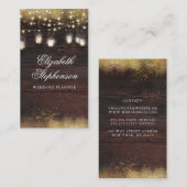 Gold Glitter Mason Jar Lights Rustisch Land Wood Visitekaartje (Voorkant / Achterkant)