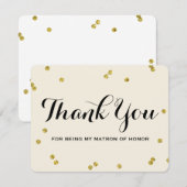 Gold Glitter | Matron Honor Hartelijk dank Bedankkaart (Voorkant / Achterkant)