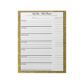 Gold Glitter Meal Planner & Trendy Grocery List Notitieblok (Linkerzijde)