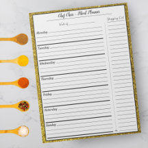 Gold Glitter Meal Planner & Trendy Grocery List
