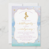 Gold Glitter Mermaid Birthday Party Kaart (Voorkant)