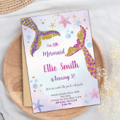 Gold Glitter Mermaid Invitation Kaart