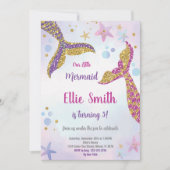 Gold Glitter Mermaid Invitation Kaart (Voorkant)