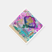 Gold glitter Mermaid & Shells onder Zee Party Servet (Hoek)