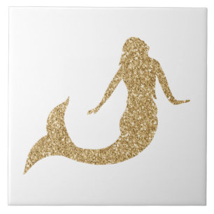 Gold Glitter Mermaid Tegeltje