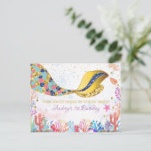 Gold Glitter|Mermaid under Zee Hartelijk dank Feestdagenkaart (Staand voorkant)