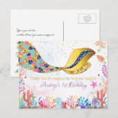 Gold Glitter|Mermaid under Zee Hartelijk dank Feestdagenkaart (Voorkant / Achterkant)