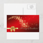 Gold Glitter Merry kerst Feestdagenkaart (Voorkant / Achterkant)
