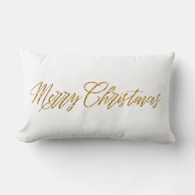 Gold Glitter Merry kerst Kussen (Voorkant)