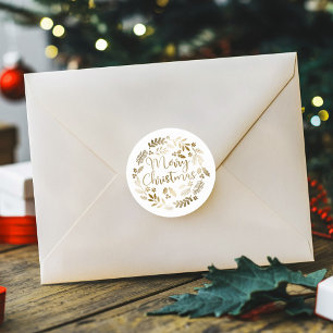Gold Glitter Merry kerst Ronde Sticker