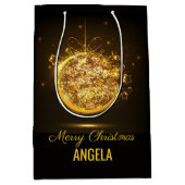 Gold Glitter Merry-kerstbal - Elegant Gift-tas Medium Cadeauzakje (Voorkant)