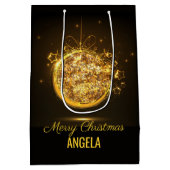 Gold Glitter Merry-kerstbal - Elegant Gift-tas Medium Cadeauzakje (Achterkant)