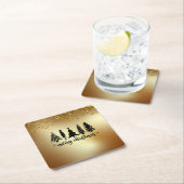 Gold Glitter Merry-kerstboom Kartonnen Onderzetters (Insitu)